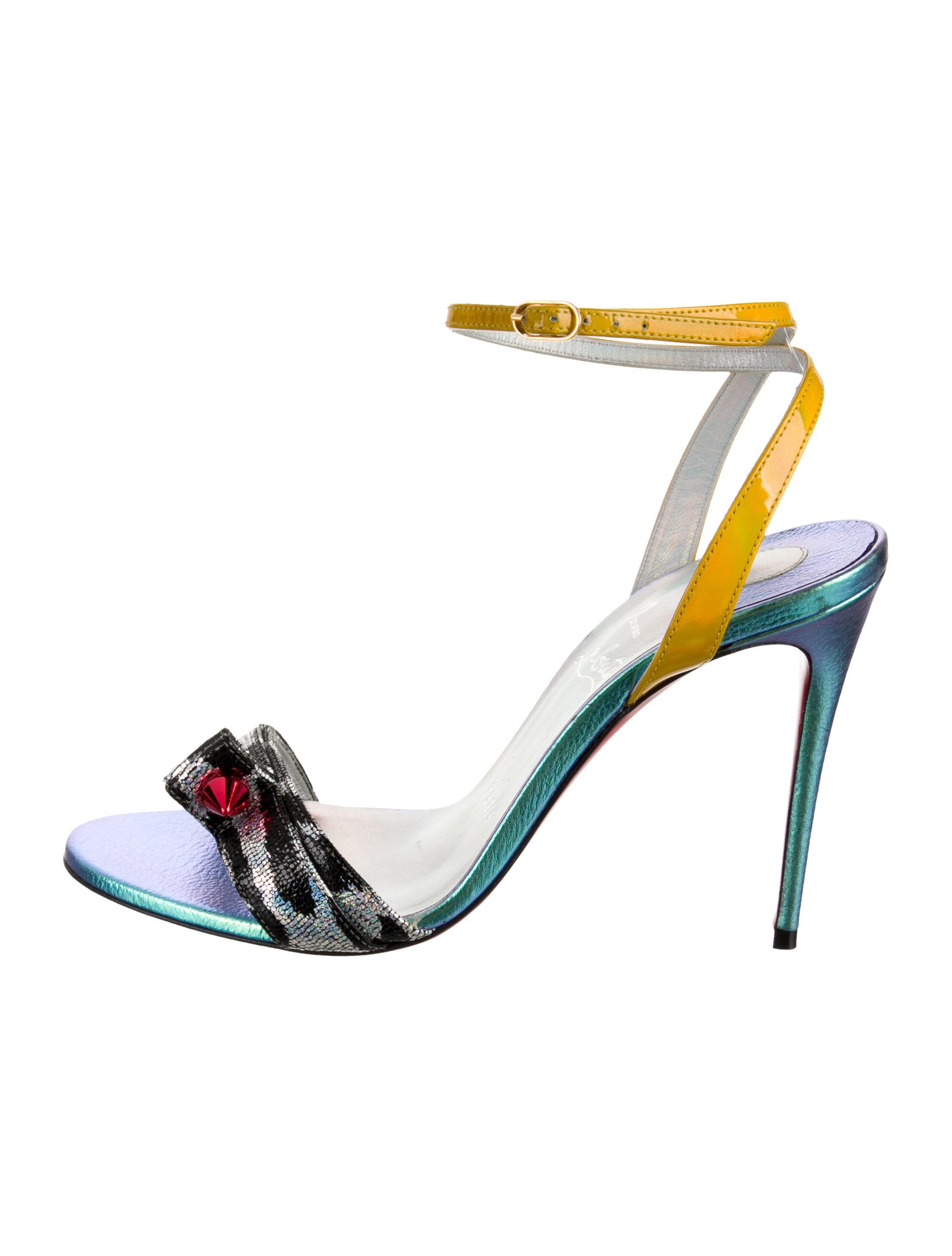 Christian Louboutin Spike Accents Patent Leather Sandals