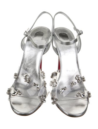Christian Louboutin Leather Crystal Embellishments Sandals