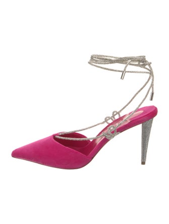 Christian Louboutin Velvet Crystal Embellishments Slingback Pumps