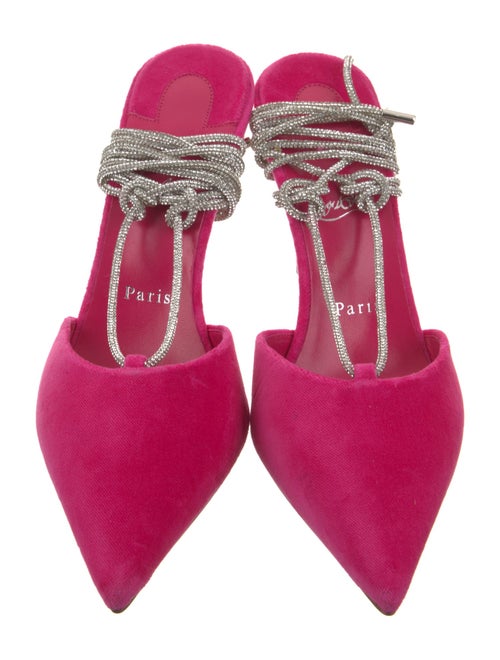 Christian Louboutin Velvet Crystal Embellishments Slingback Pumps