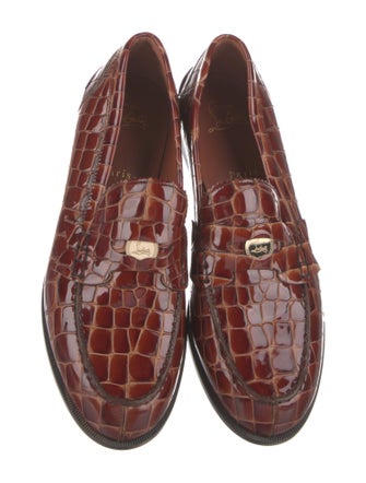 Christian Louboutin Embossed Leather Printed Loafers