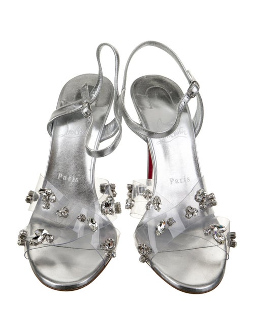 Christian Louboutin Leather Crystal Embellishments Slingback Sandals