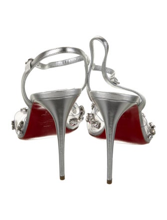 Christian Louboutin Leather Crystal Embellishments Slingback Sandals