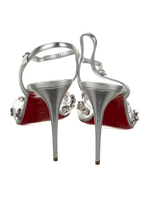 Christian Louboutin Leather Crystal Embellishments Slingback Sandals