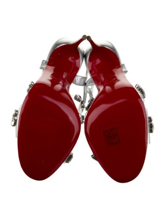Christian Louboutin Leather Crystal Embellishments Slingback Sandals