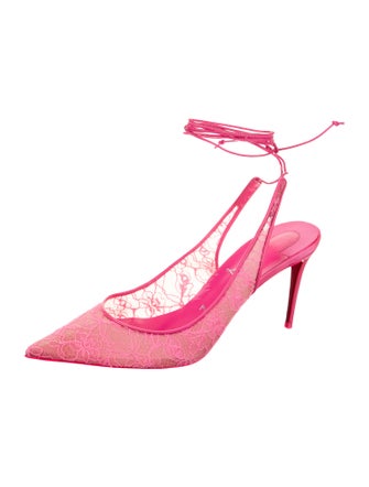 Christian Louboutin Lace Lace Pattern Slingback Pumps