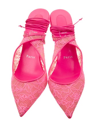 Christian Louboutin Lace Lace Pattern Slingback Pumps