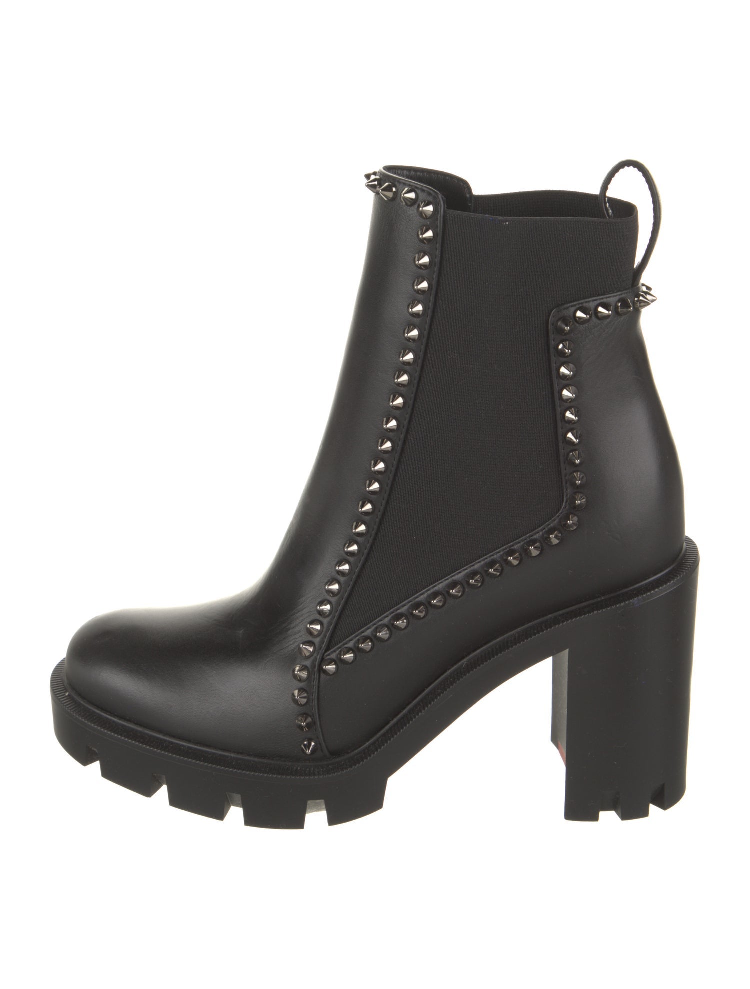 Christian Louboutin Leather Studded Accents Chelsea Boots