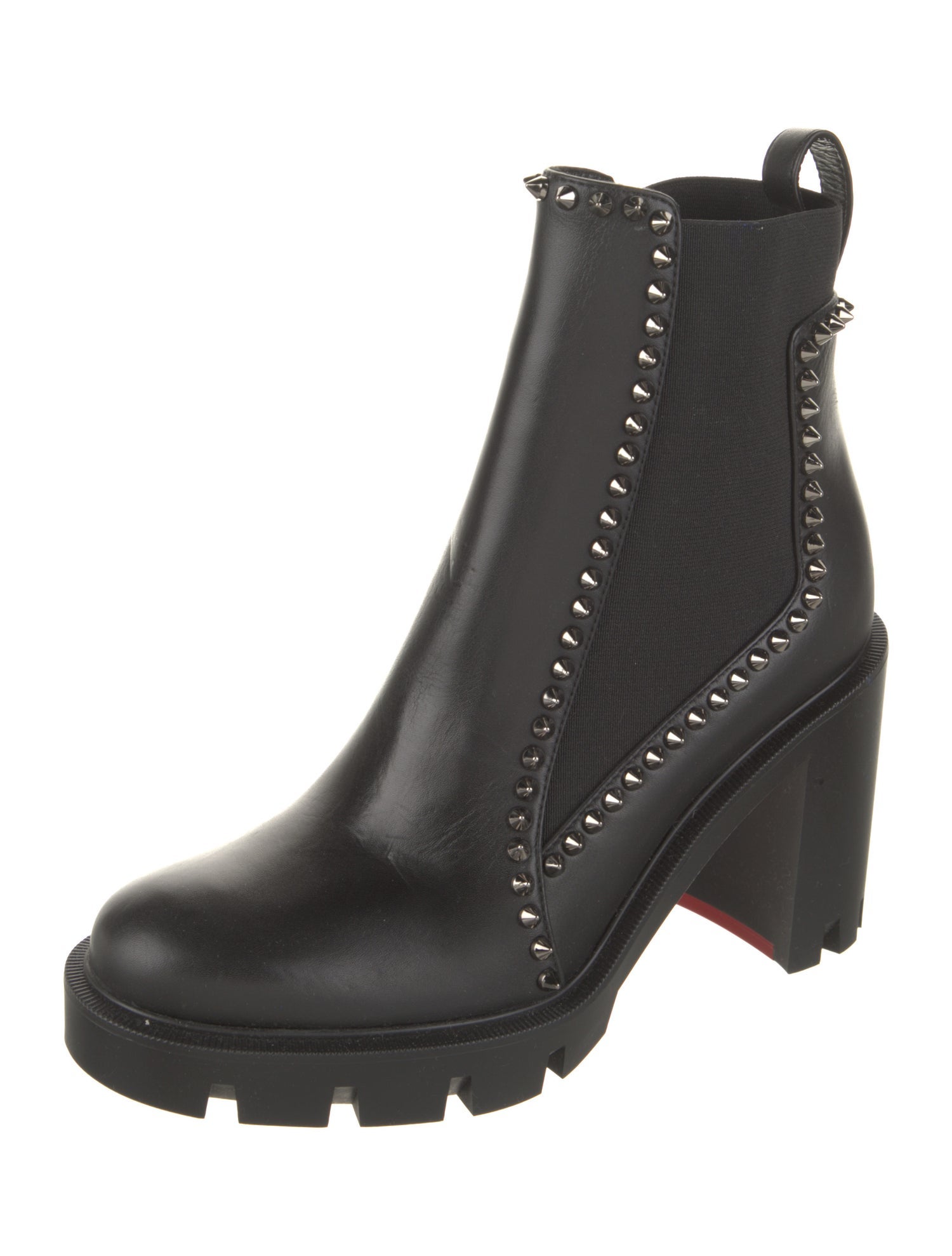 Christian Louboutin Leather Studded Accents Chelsea Boots