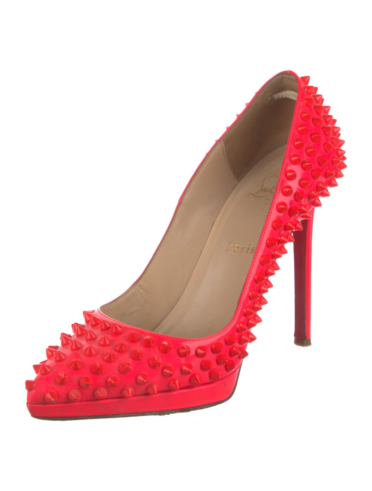 Christian Louboutin Spike Accents Patent Leather Pumps