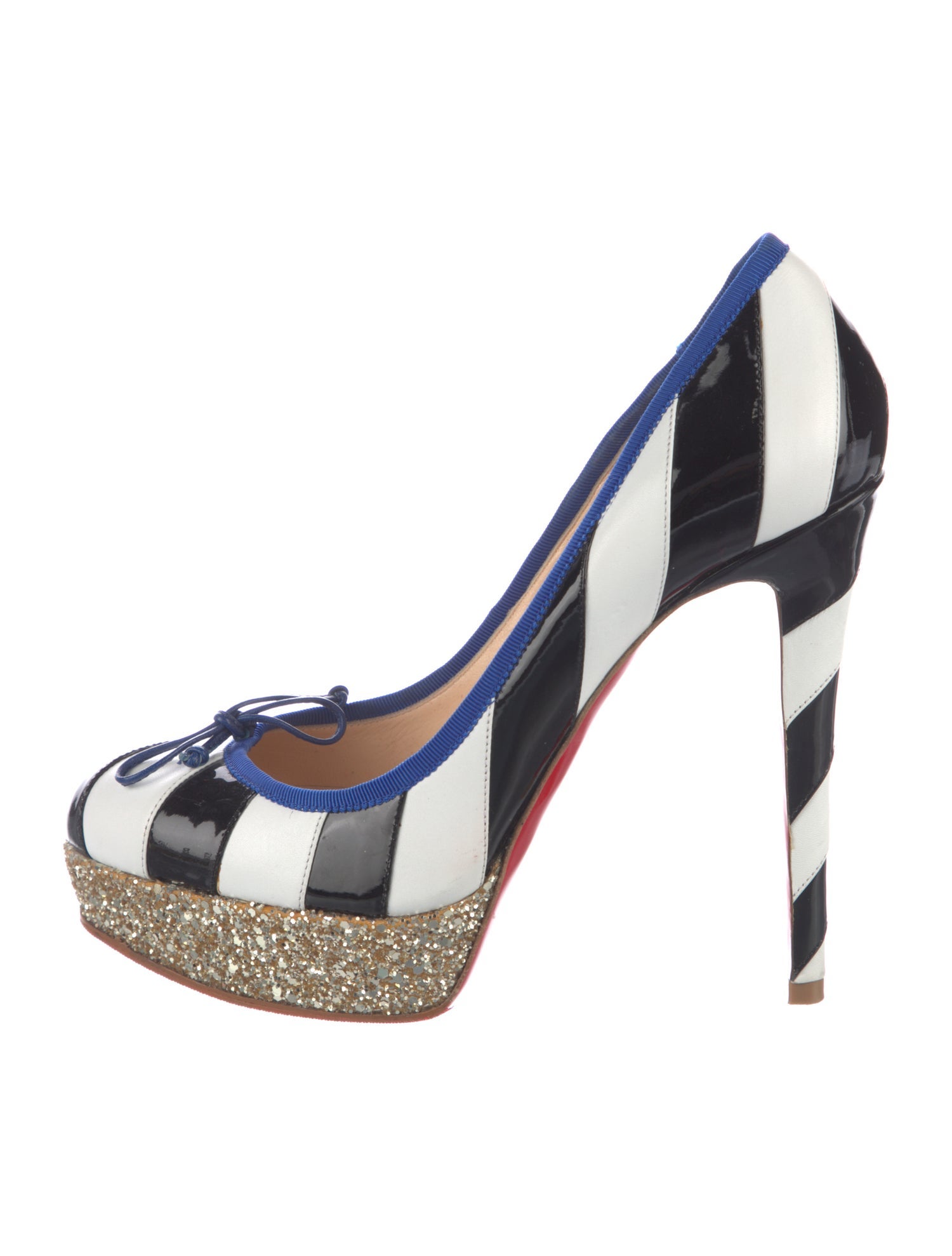 Christian Louboutin Patent Leather Colorblock Pattern Pumps