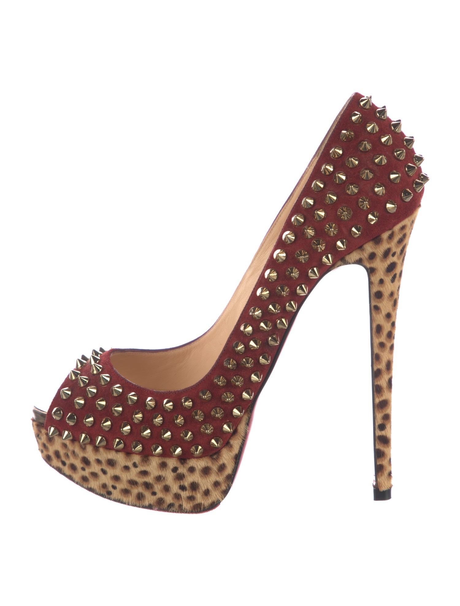 Christian Louboutin Spike Accents Suede Pumps