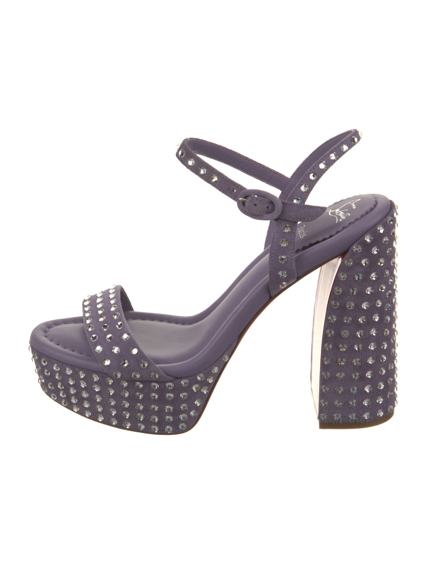 Christian Louboutin Suede Crystal Embellishments Slingback Sandals