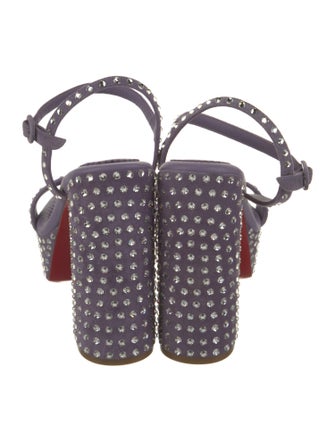 Christian Louboutin Suede Crystal Embellishments Slingback Sandals