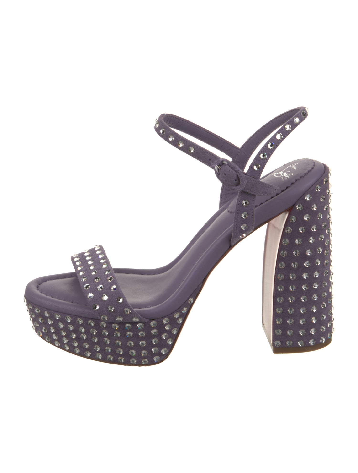 Christian Louboutin Suede Crystal Embellishments Slingback Sandals