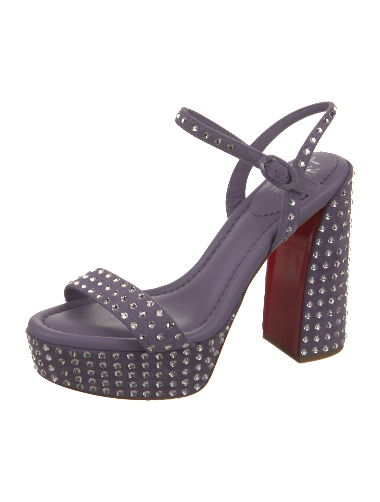 Christian Louboutin Suede Crystal Embellishments Slingback Sandals