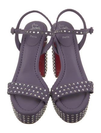 Christian Louboutin Suede Crystal Embellishments Slingback Sandals