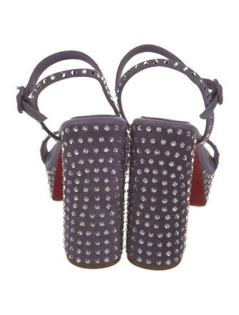 Christian Louboutin Suede Crystal Embellishments Slingback Sandals