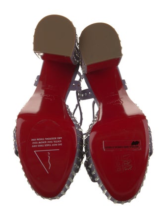 Christian Louboutin Suede Crystal Embellishments Slingback Sandals