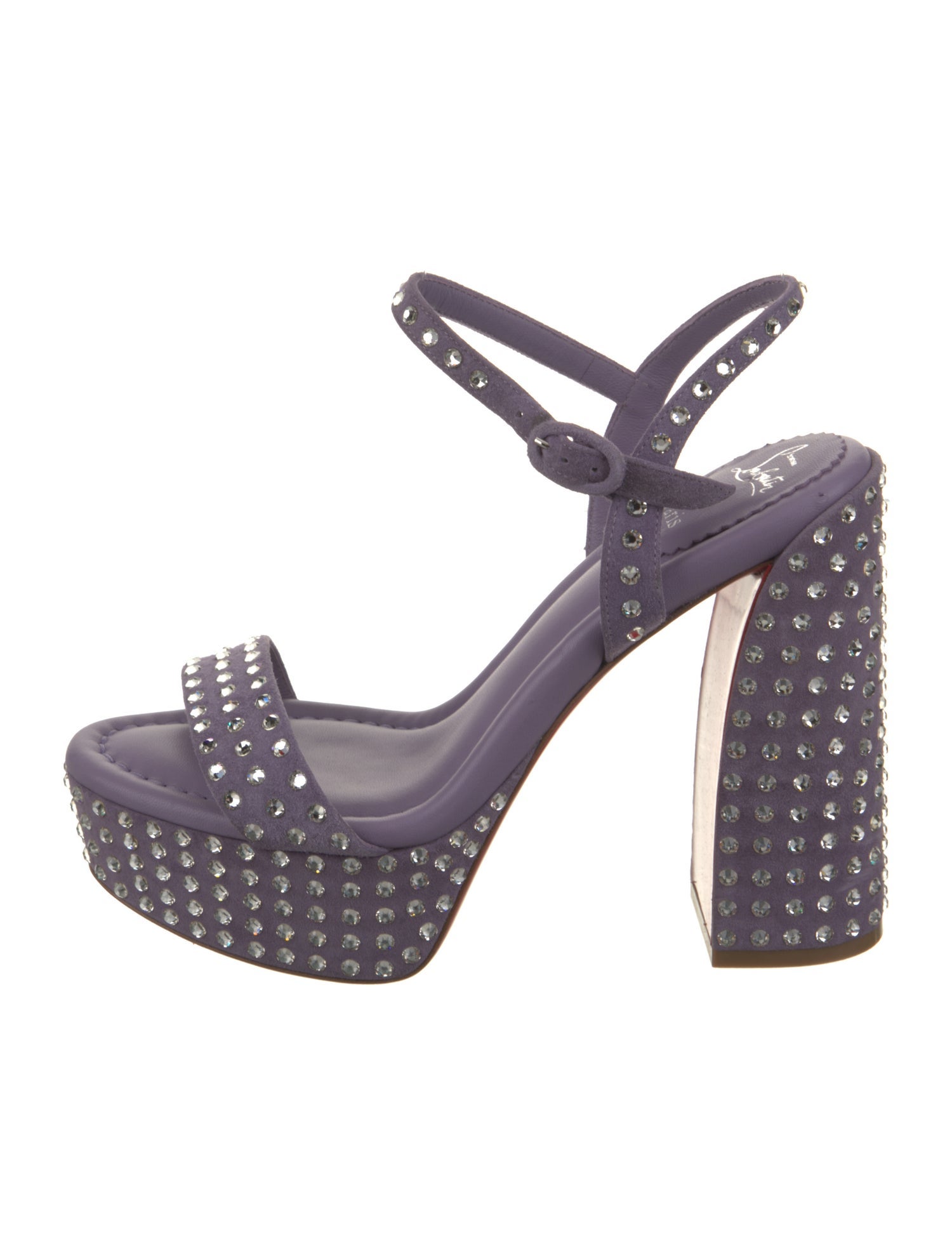 Christian Louboutin Suede Crystal Embellishments Slingback Sandals