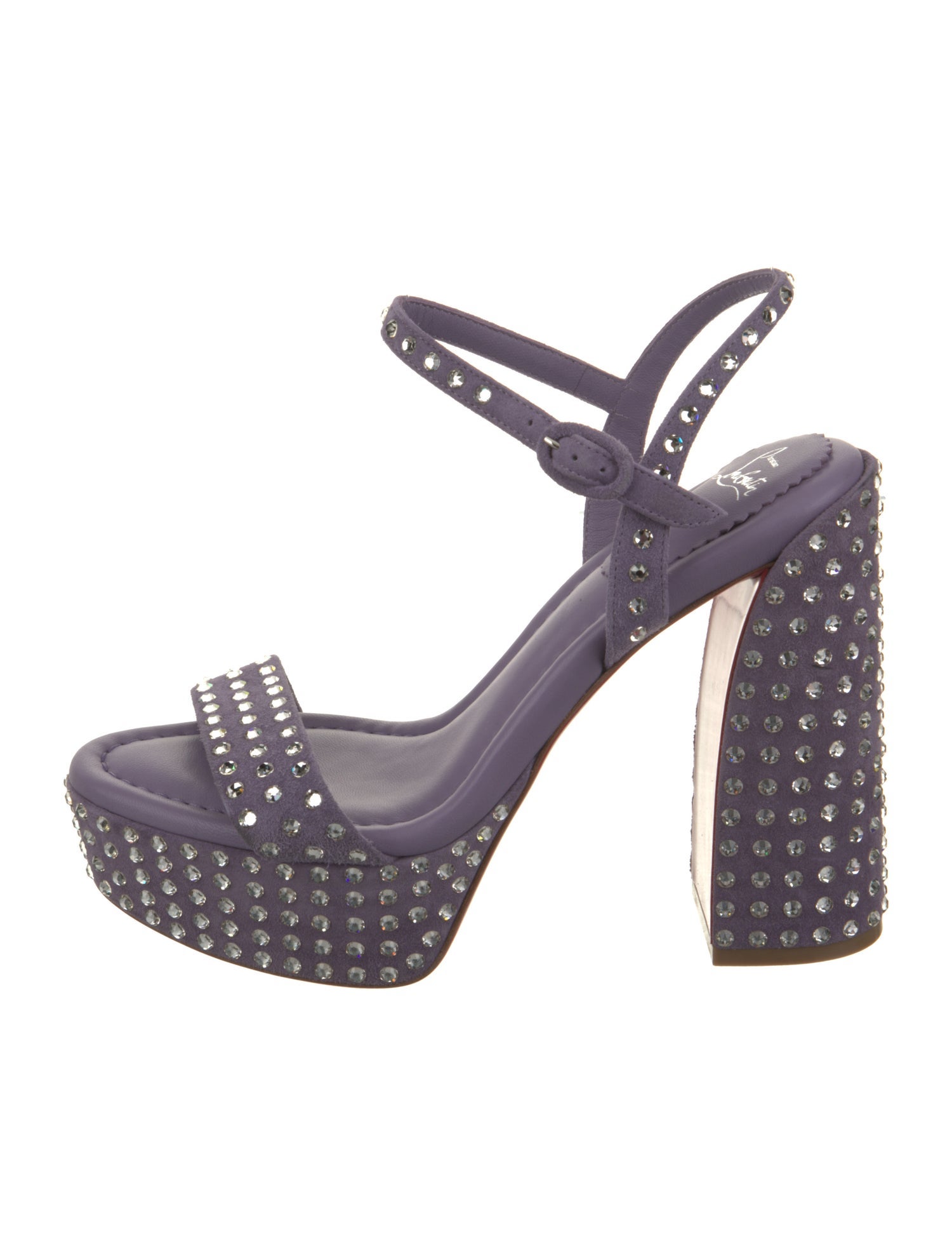 Christian Louboutin Suede Crystal Embellishments Slingback Sandals