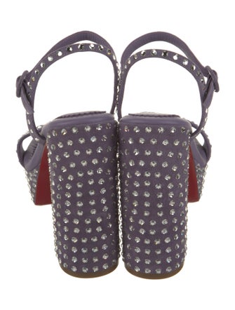 Christian Louboutin Suede Crystal Embellishments Slingback Sandals