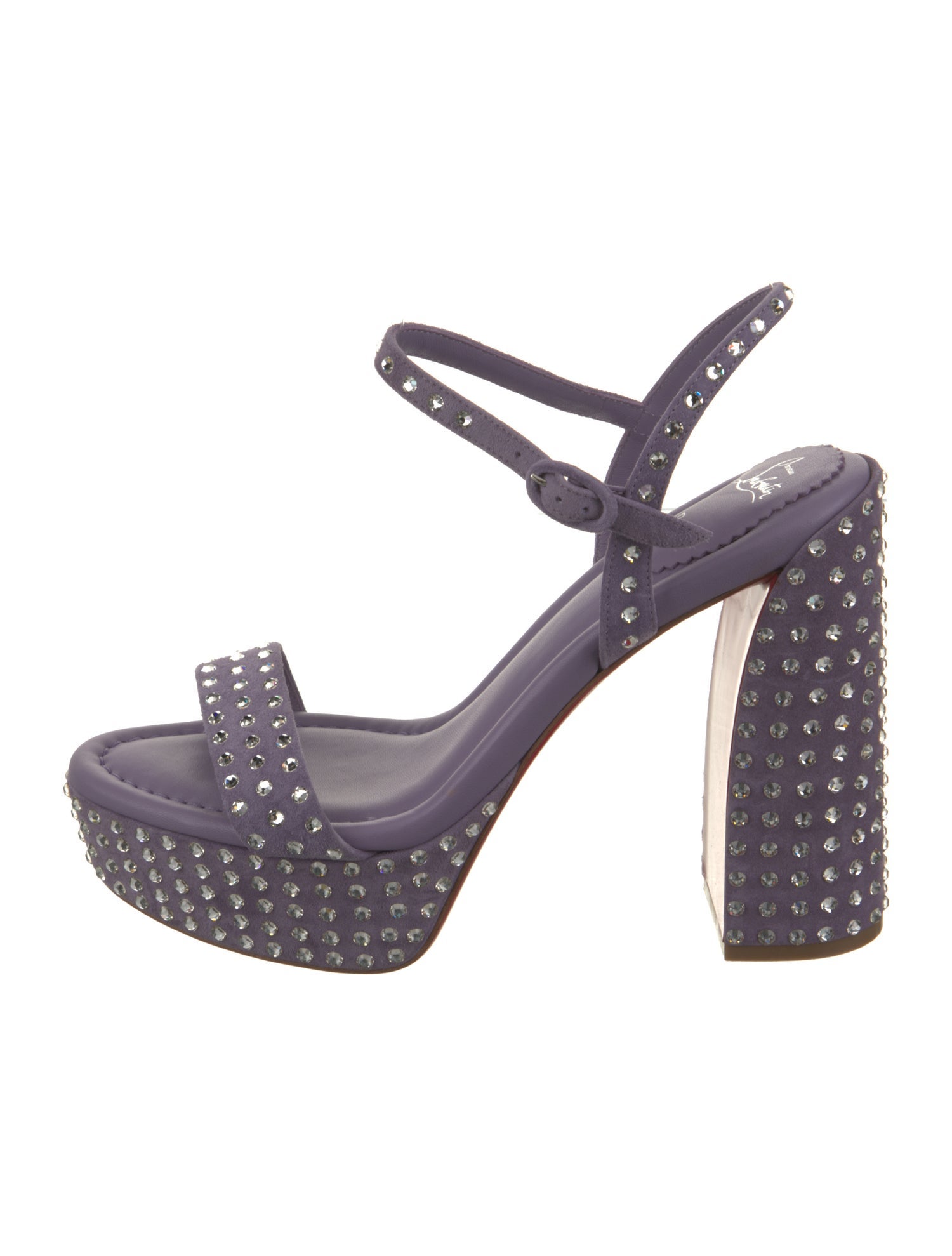 Christian Louboutin Suede Crystal Embellishments Slingback Sandals