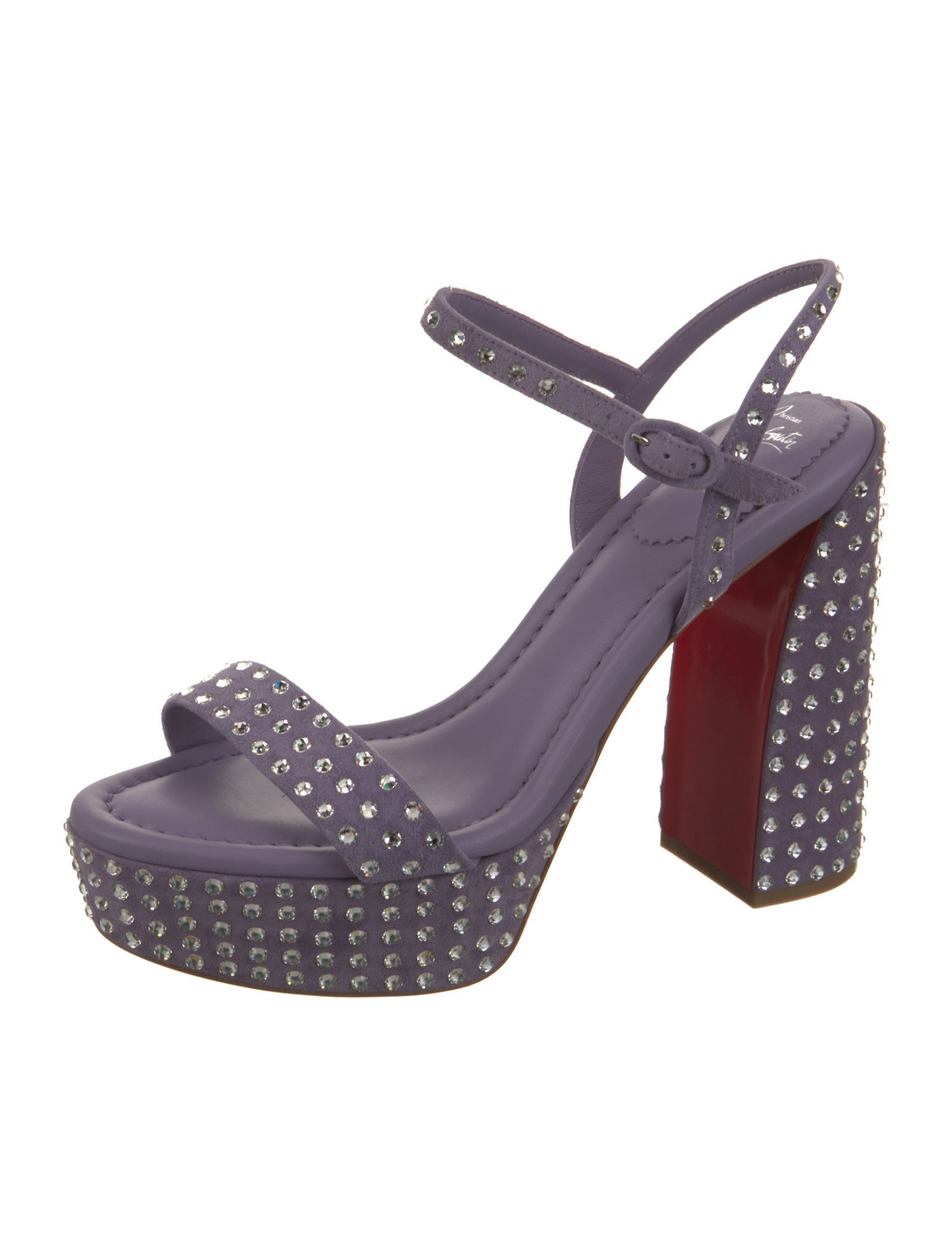 Christian Louboutin Suede Crystal Embellishments Slingback Sandals