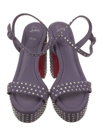 Christian Louboutin Suede Crystal Embellishments Slingback Sandals