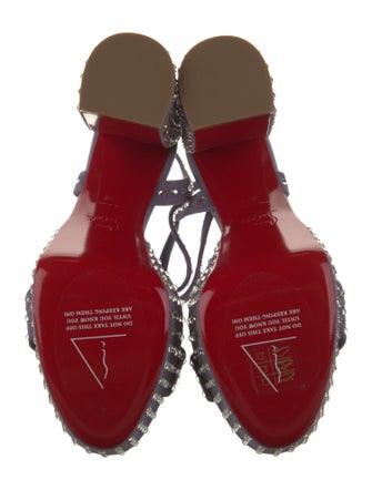 Christian Louboutin Suede Crystal Embellishments Slingback Sandals