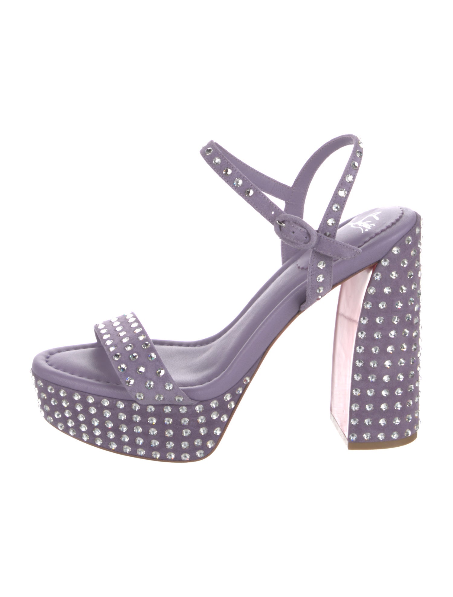 Christian Louboutin Suede Crystal Embellishments Slingback Sandals