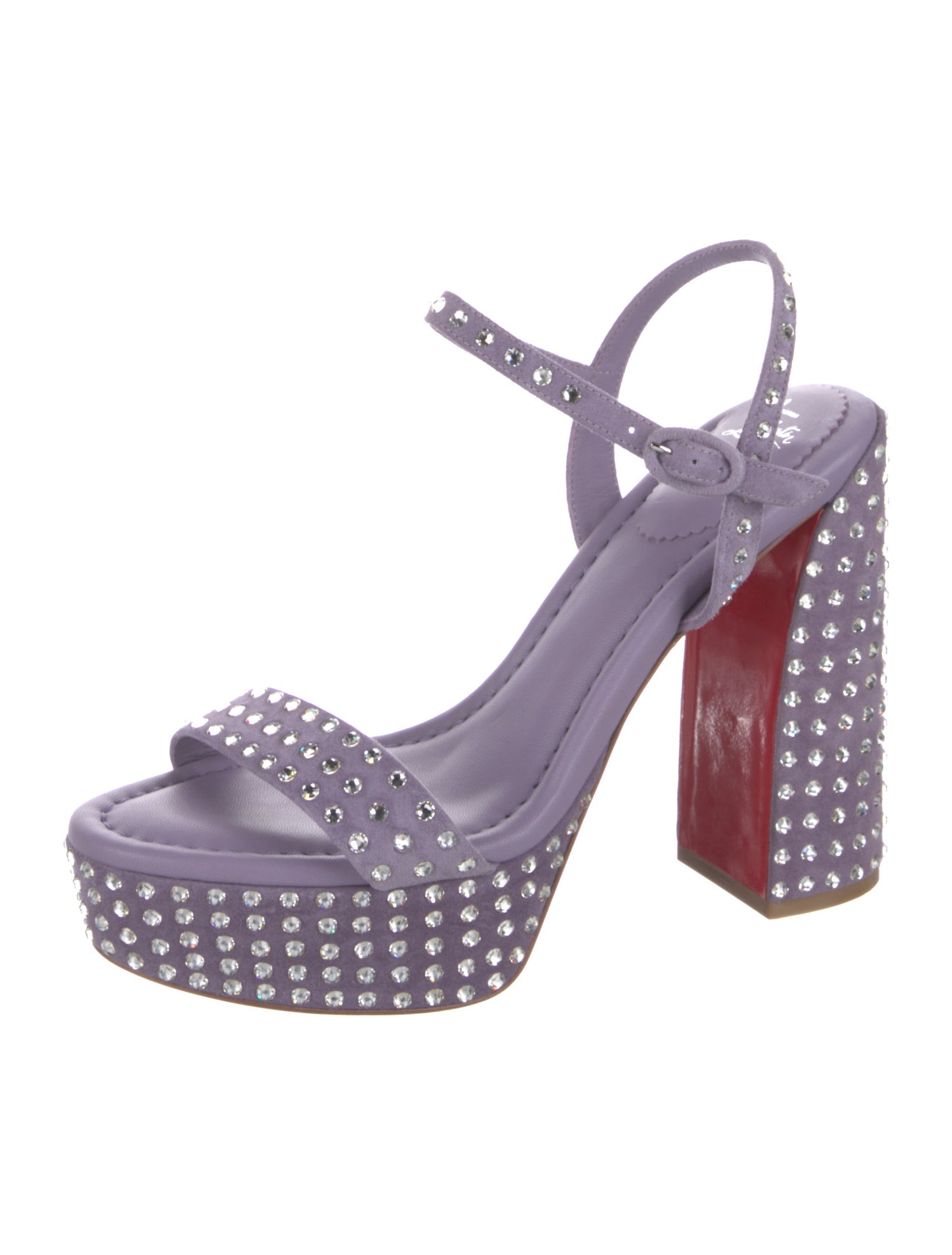 Christian Louboutin Suede Crystal Embellishments Slingback Sandals