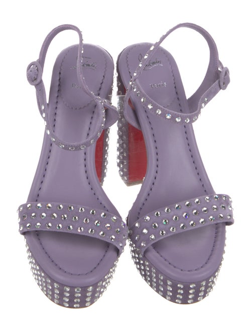 Christian Louboutin Suede Crystal Embellishments Slingback Sandals