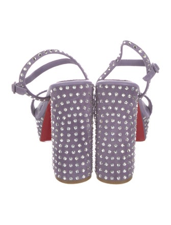 Christian Louboutin Suede Crystal Embellishments Slingback Sandals