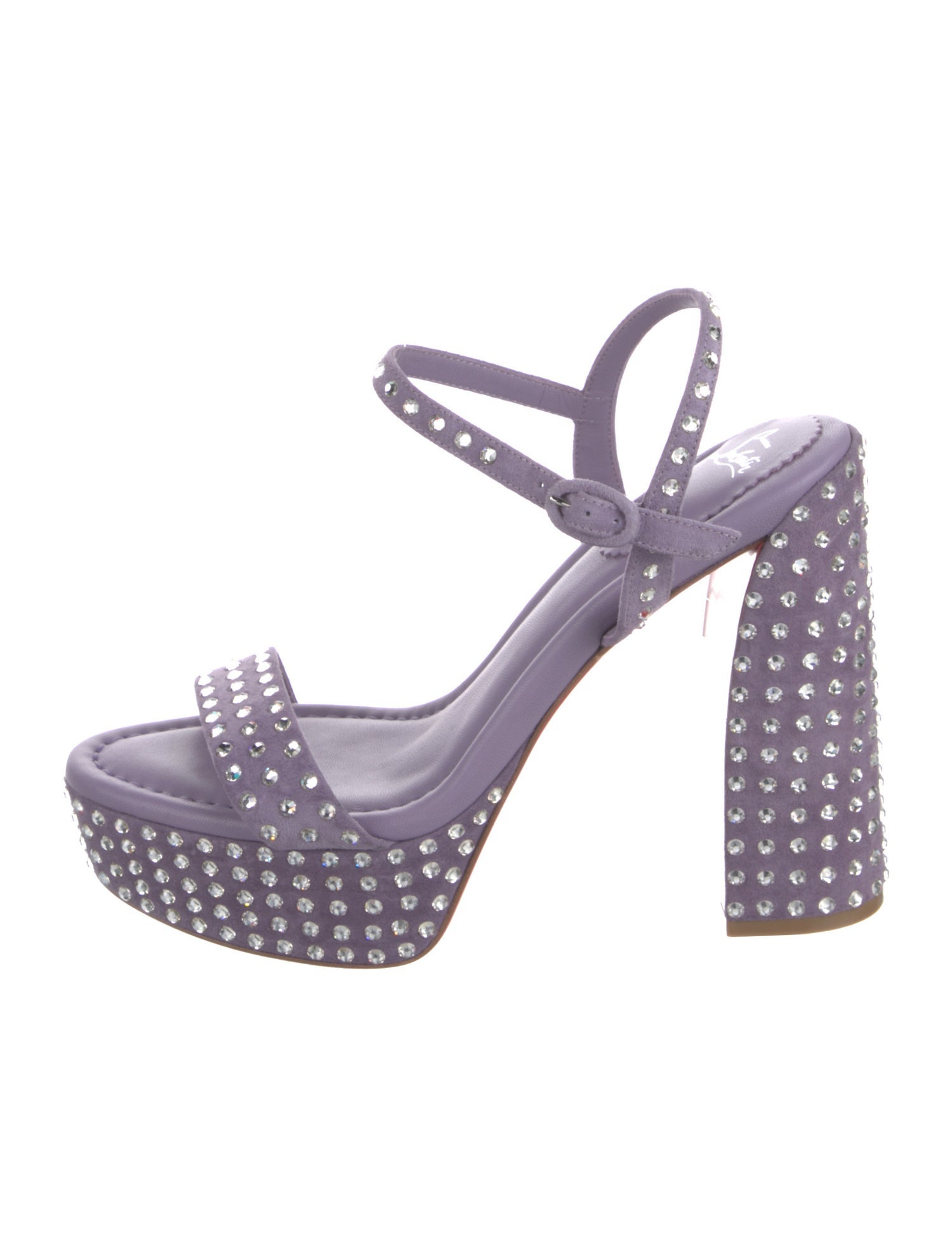 Christian Louboutin Suede Crystal Embellishments Slingback Sandals