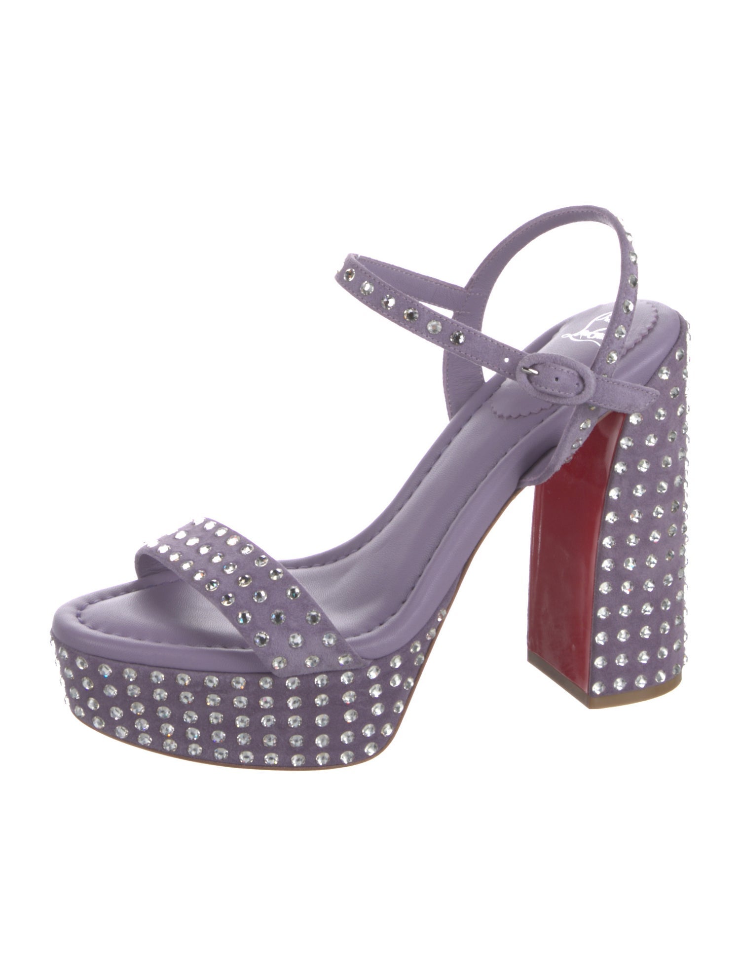 Christian Louboutin Suede Crystal Embellishments Slingback Sandals