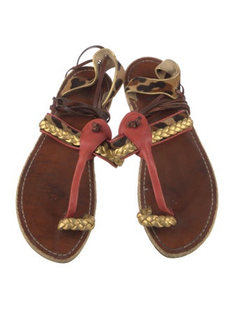 Christian Louboutin Leather Animal Print Gladiator Sandals