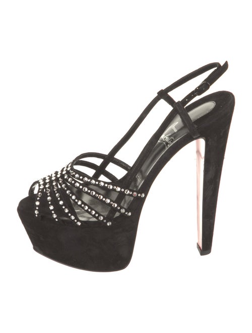 Christian Louboutin Suede Crystal Embellishments Slingback Sandals