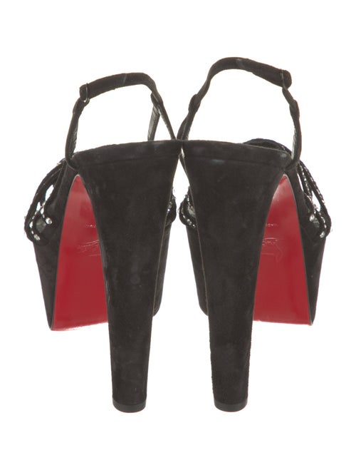 Christian Louboutin Suede Crystal Embellishments Slingback Sandals