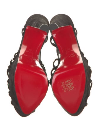 Christian Louboutin Suede Crystal Embellishments Slingback Sandals