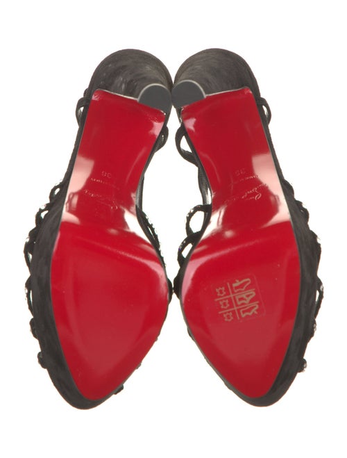 Christian Louboutin Suede Crystal Embellishments Slingback Sandals
