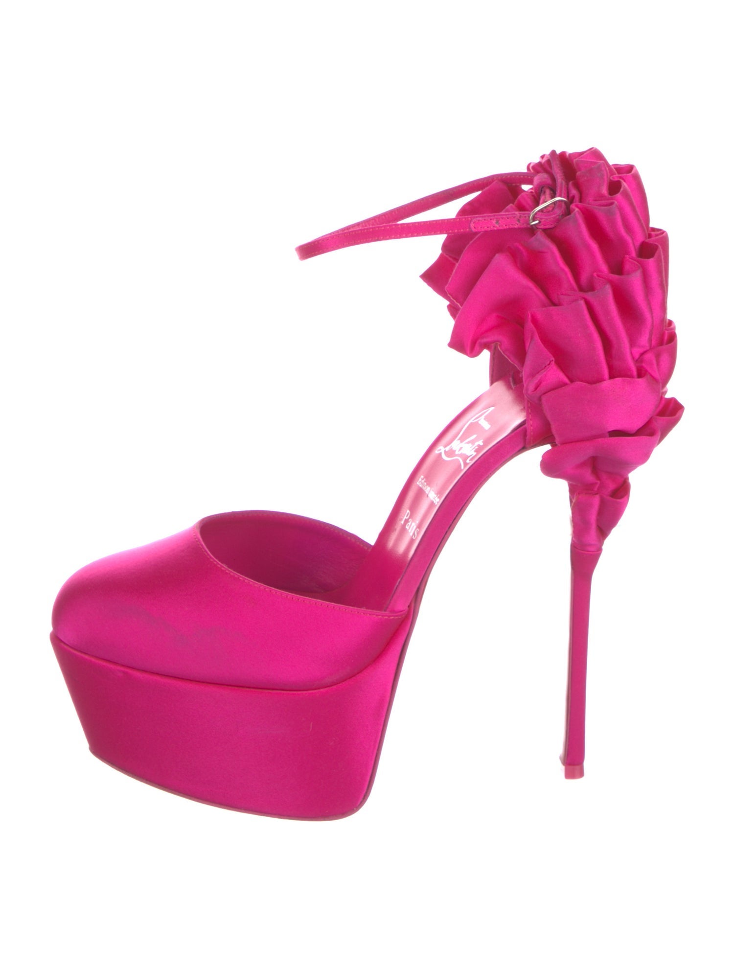 Christian Louboutin Leather Pleated Accents D'Orsay Pumps