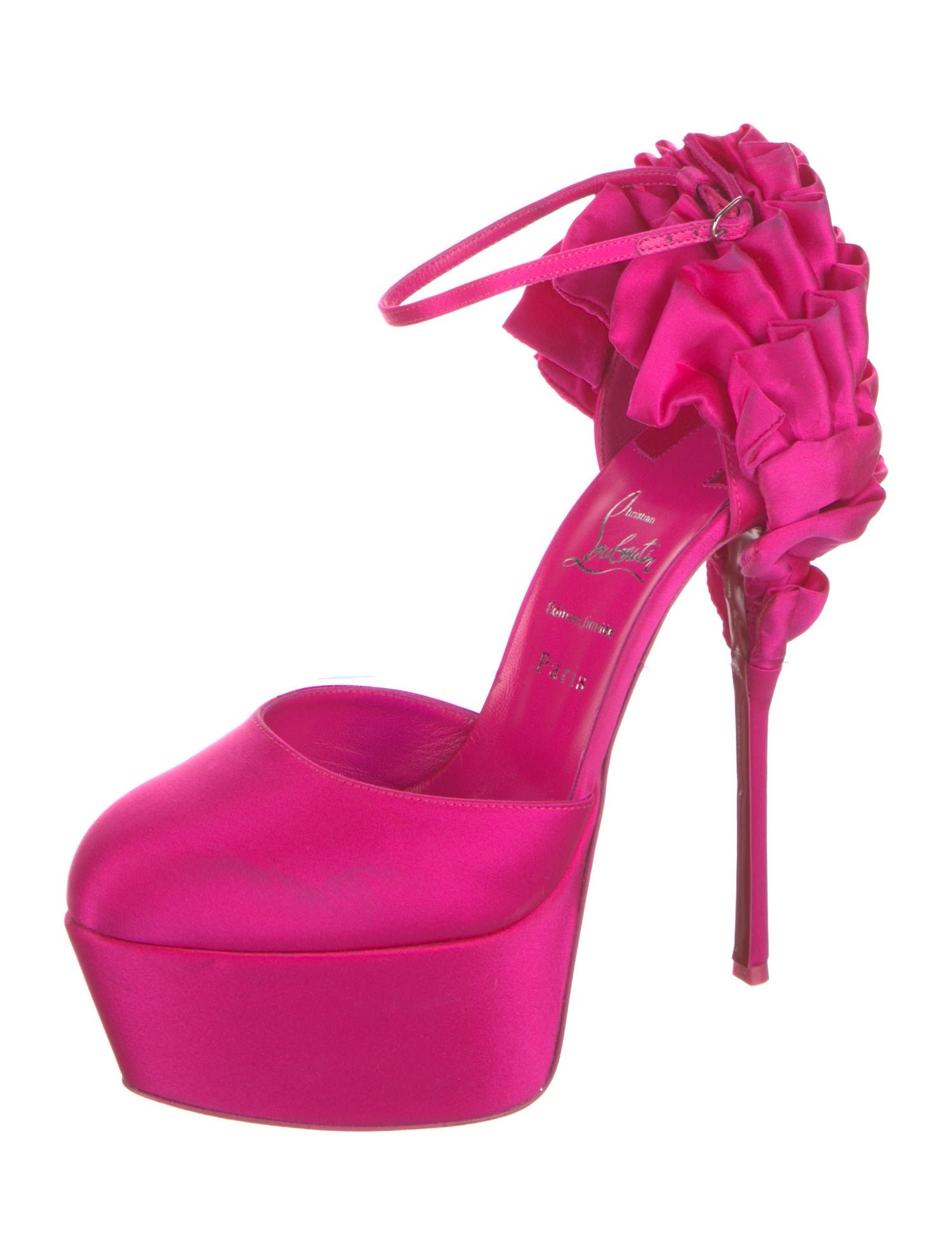 Christian Louboutin Leather Pleated Accents D'Orsay Pumps