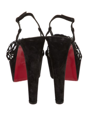Christian Louboutin Suede Crystal Embellishments Slingback Sandals