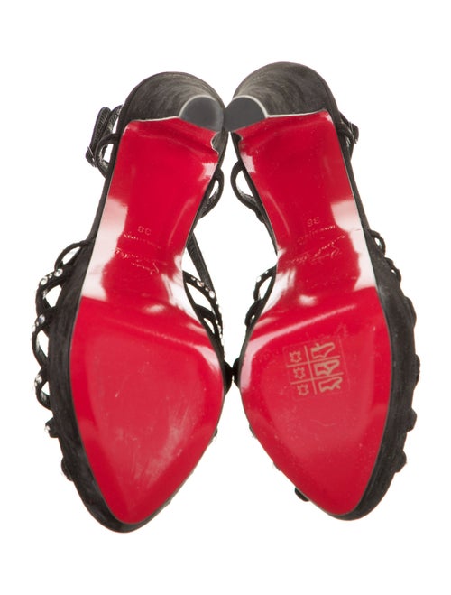 Christian Louboutin Suede Crystal Embellishments Slingback Sandals