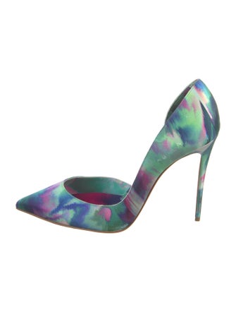 Christian Louboutin Satin Printed D'Orsay Pumps