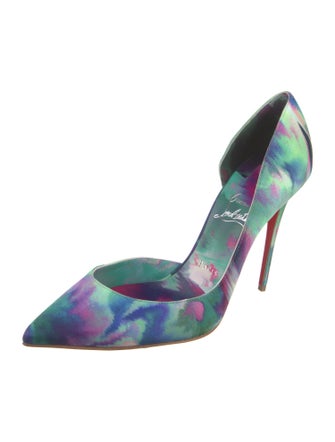 Christian Louboutin Satin Printed D'Orsay Pumps