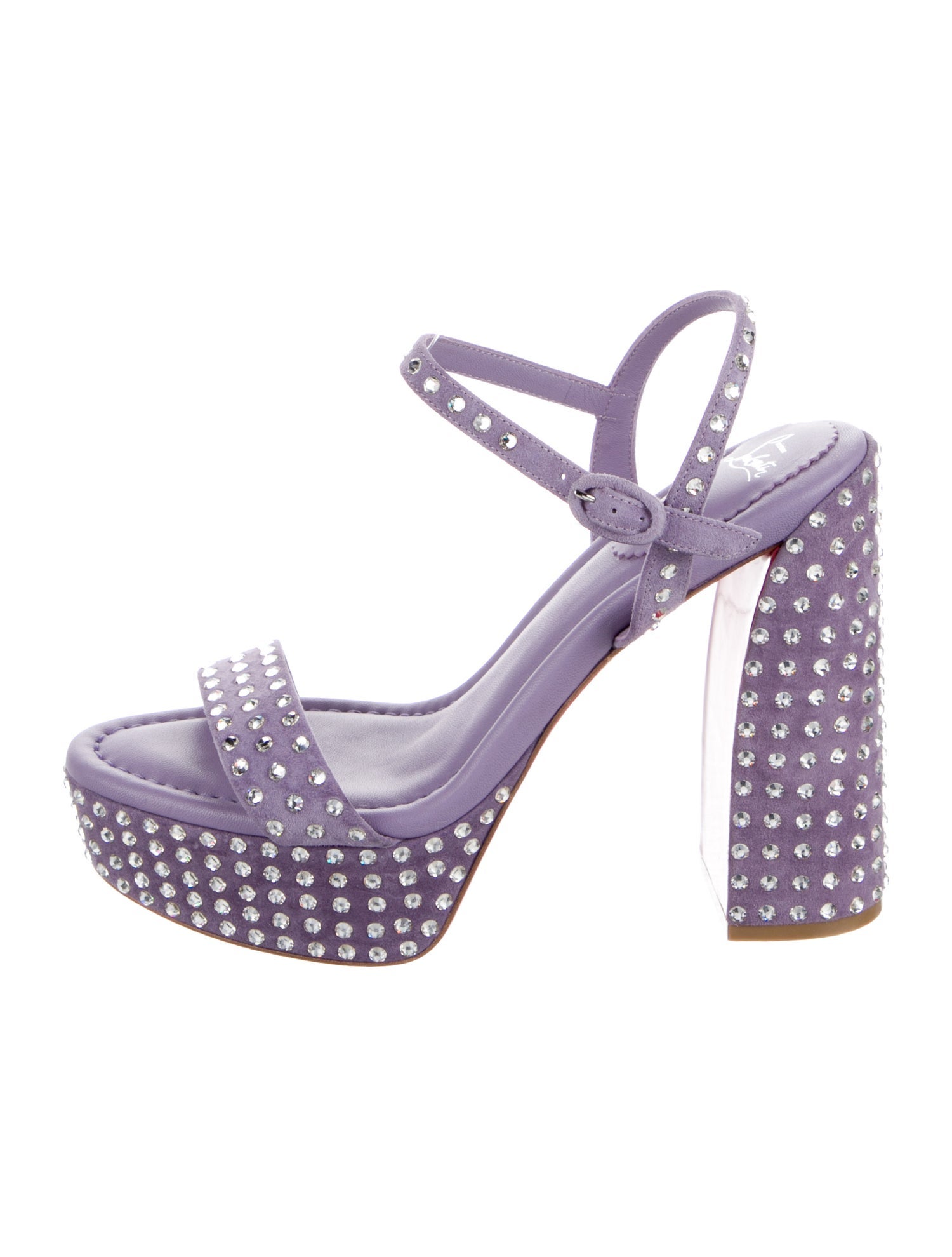 Christian Louboutin Leather Crystal Embellishments Sandals