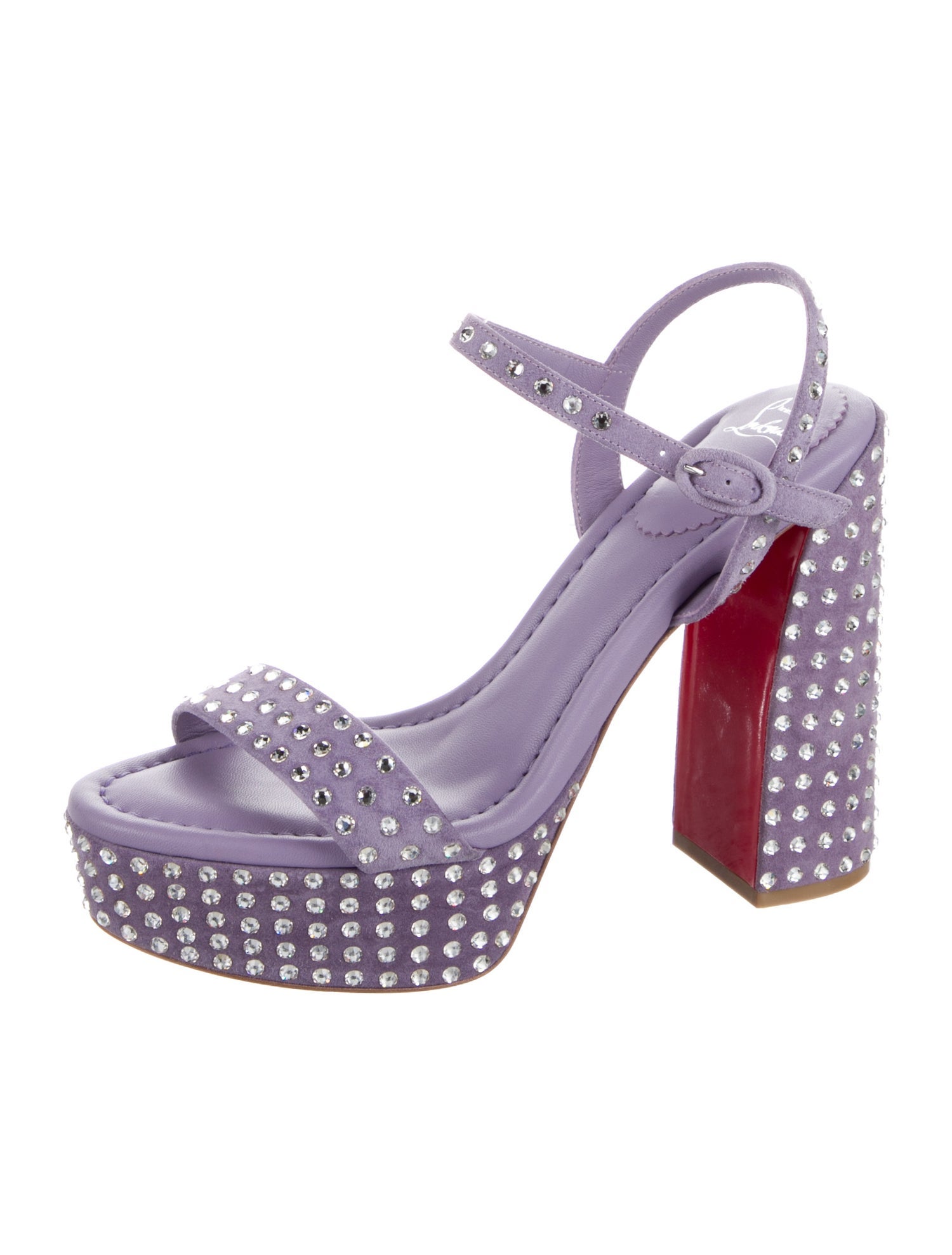 Christian Louboutin Leather Crystal Embellishments Sandals