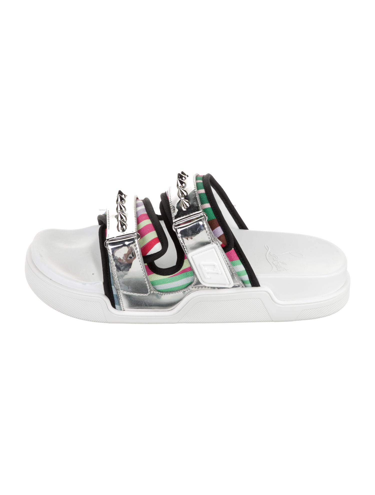 Christian Louboutin Canvas Striped Slides